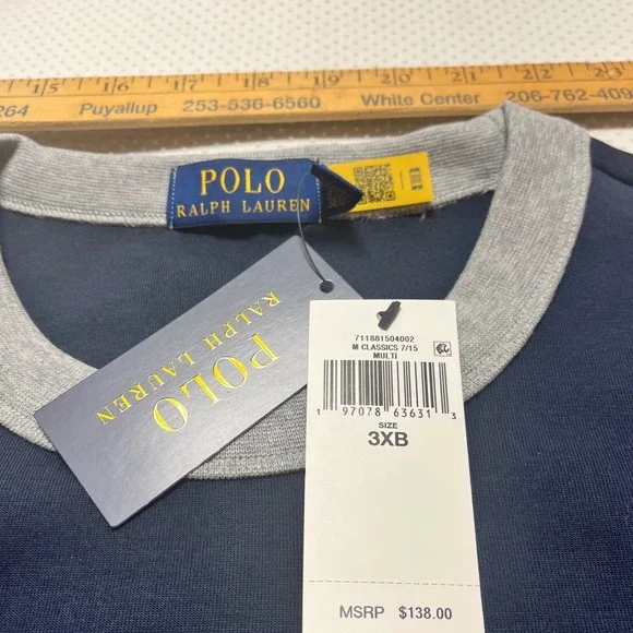 Polo Ralph Lauren Colorblock Crewneck Sweatshirt Navy Green Big Tall 3XB NWT